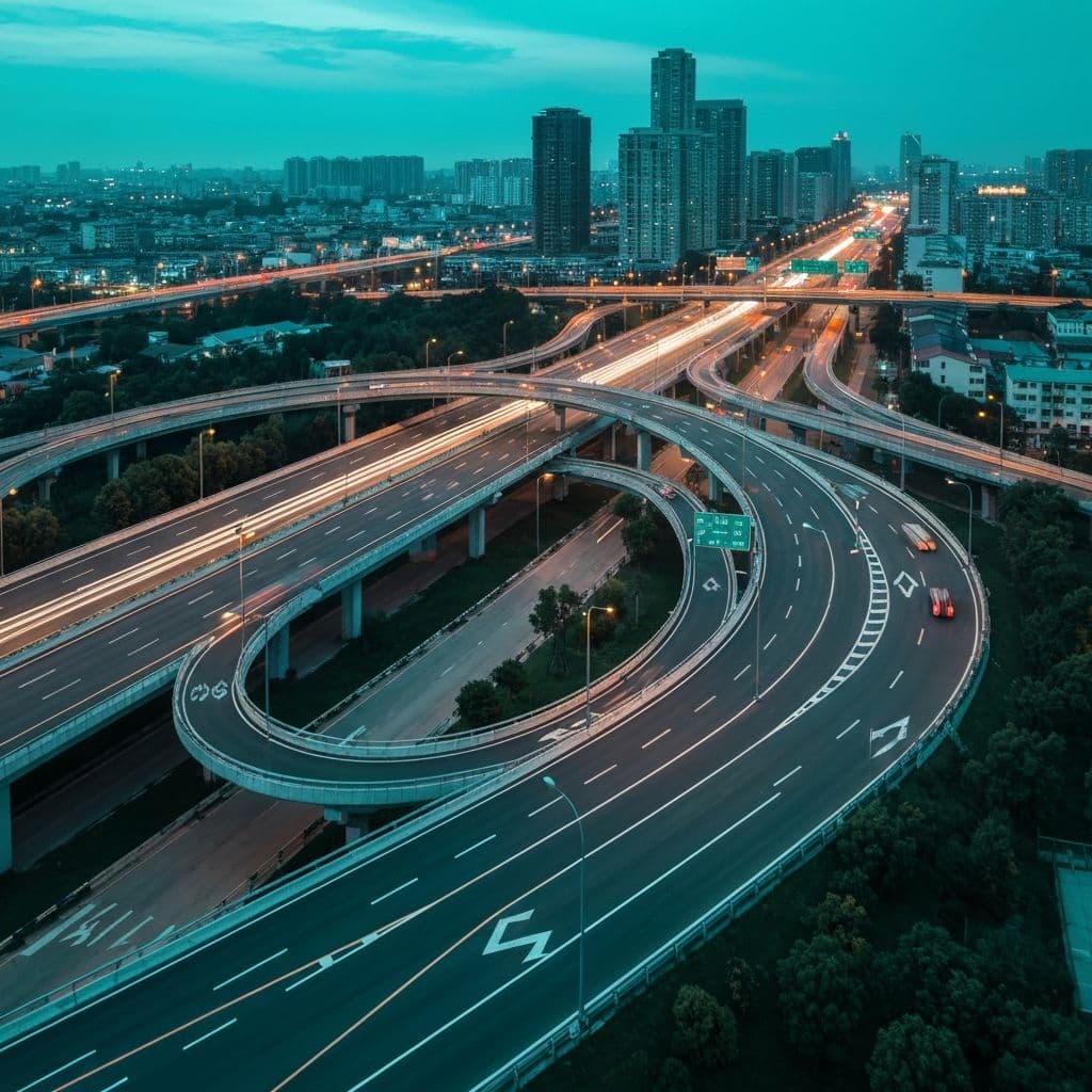 Aerial view of highway infrastructure